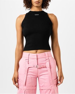 OFF WHITE Ribbed Tank Top - Black