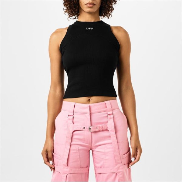 OFF WHITE Ribbed Tank Top - Black