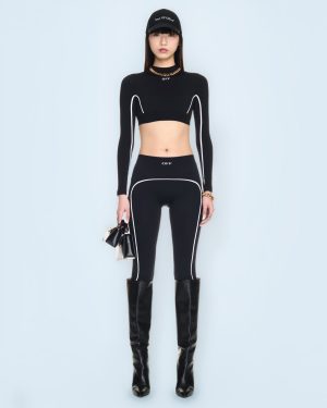 OFF WHITE Stamp Seamless Crop Top - Woman Tops Black Xs - S