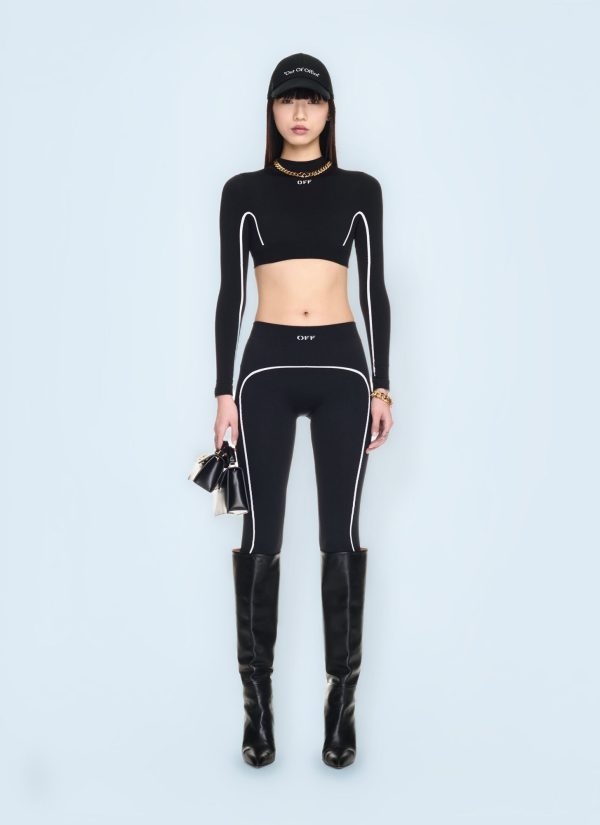 OFF WHITE Stamp Seamless Crop Top - Woman Tops Black Xs - S