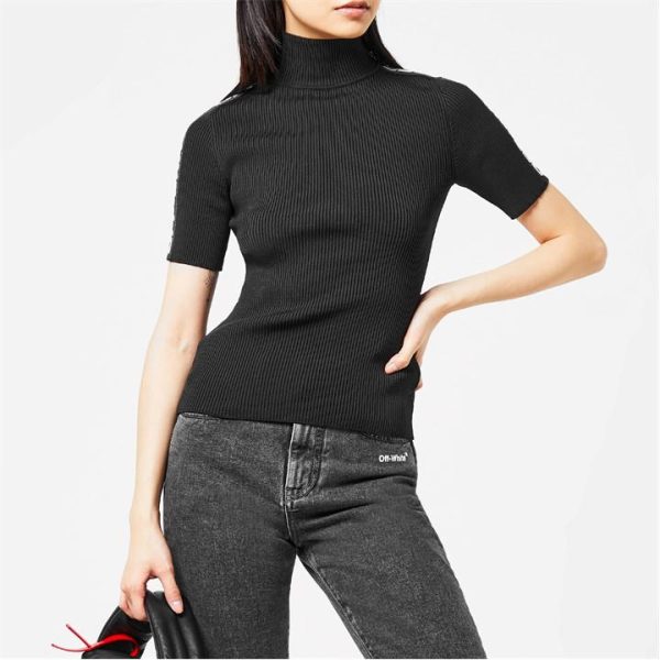 OFF WHITE Tape Knit Top - Black