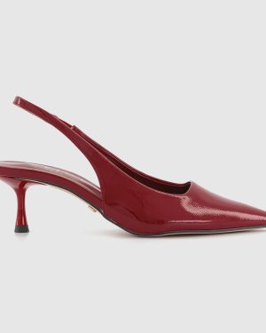 OFFICE Womens Madison Point Court Kitten Heels Red, 3