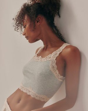 Oh My Darling Crop Top by Intimately at Free People in Heather Grey, Size: XS