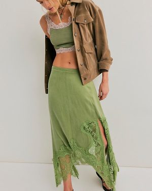 Oh My Darling Crop Top by Intimately at Free People in Sage Solid, Size: Medium
