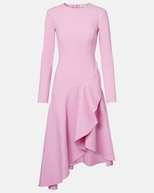 Oscar de la Renta Asymmetric wool-blend cocktail dress