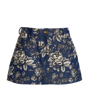 Oscar de la Renta - Printed Stretch-Denim Mini Skirt - Dark Wash - US 2 - Moda Operandi