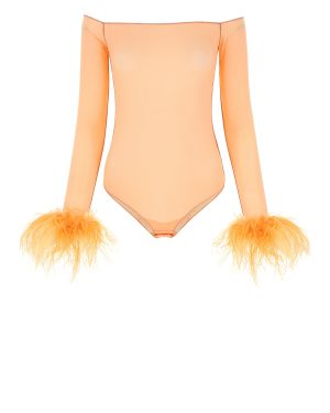 Oseree Peach Mesh Bodysuit