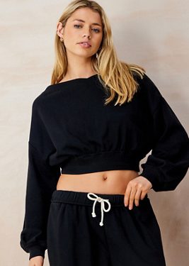 Out From Under Good Days Cropped Sweatshirt - Black XS at Urban Outfitters