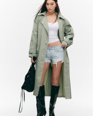 Oversized Belted Nylon Trench Coat