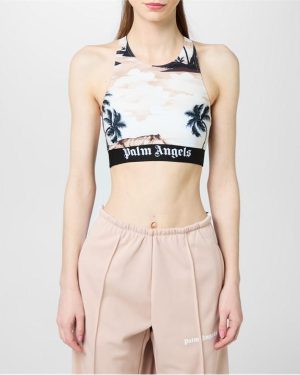 PALM ANGELS Hawaii Crop Top - Beige