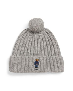 POLO RALPH LAUREN Bear Rib Pom Pom Beanie - Grey