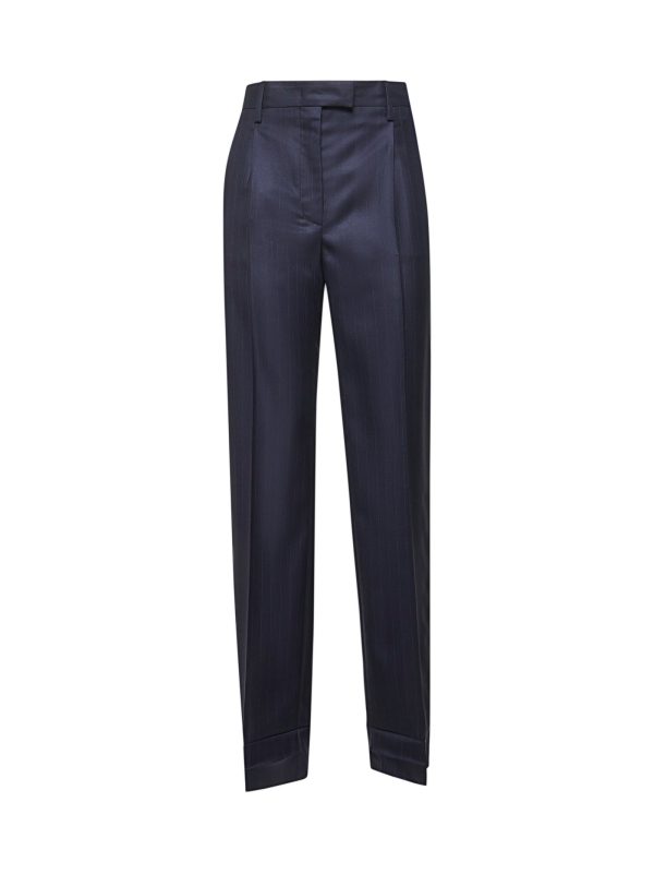 PRADA ABBIGLIAMENTO | Blue pinstriped wool tailored trousers | Women | 38