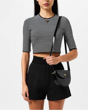 PRADA Striped Crop Top - Black