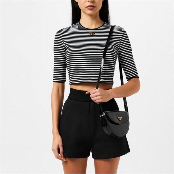 PRADA Striped Crop Top - Black