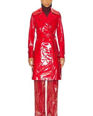 PRISCAVera Patent Leather Trench Coat in Scarlet - Red. Size M (also in ).