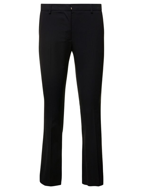 PT Torino Black Cropped Flared Jaine Pants In Wool Woman