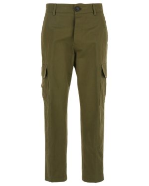 PT Torino Green Pants With Cargo Pockets In Cotton And Linen Blend Woman