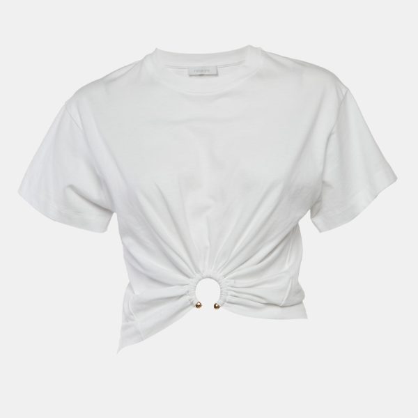 Paco Rabanne White Cotton Knit Ring Detail Top XS