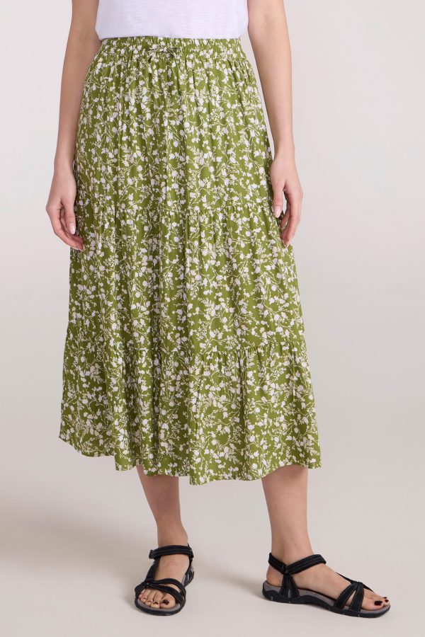 Palermo Womens Tiered Midi Skirt - Green