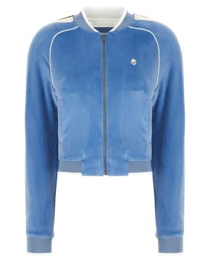 Palm Angels Light Blue Velvet Sweatshirt