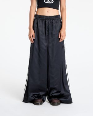 Pants adidas Originals Satin Wide Leg Tracksuit Bottoms Ruffle 3-Stripes Black XS