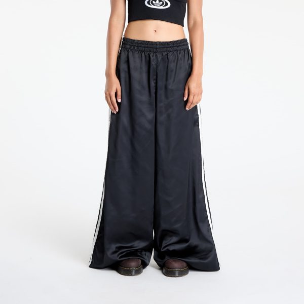 Pants adidas Originals Satin Wide Leg Tracksuit Bottoms Ruffle 3-Stripes Black XS