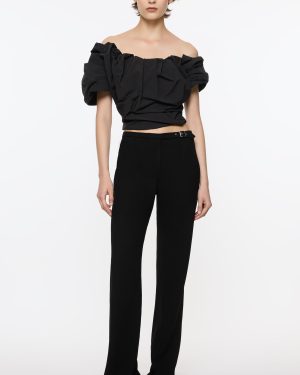 Paris Georgia - Rio Ruffled Off-The-Shoulder Top - Black - XS - Only At Moda Operandi
