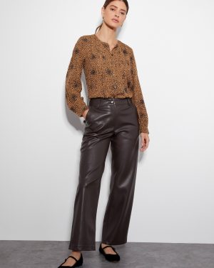 Parker Faux Leather Trousers Brown