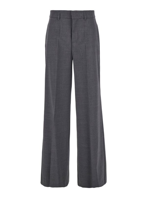Parosh Grey High-waisted Tailored Pants With Concealed Closure In Fabric Woman