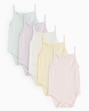 Pastel Strappy Pointelle Bodysuit 5 Pack (3-6 Months) - Tu by Sainsbury's