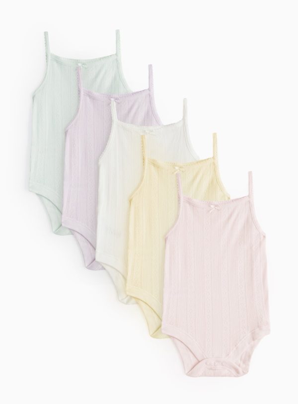 Pastel Strappy Pointelle Bodysuit 5 Pack (3-6 Months) - Tu by Sainsbury's
