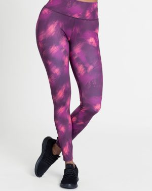 Patterned Womens High Rise Leggings - Burgundy