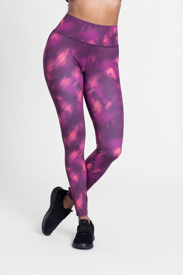 Patterned Womens High Rise Leggings - Burgundy