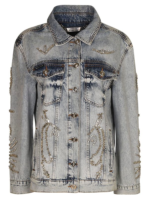 Philipp Plein Oversized Denim Duck Jacket