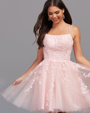 Pink Homecoming Dress 2025 Short A-Line Jewel Neck Lace Tight Homecoming Outfits Free Customization