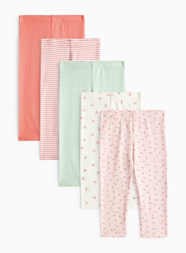 Pink Pattern Leggings 5 Pack (6-9 Months) - Tu by Sainsbury's