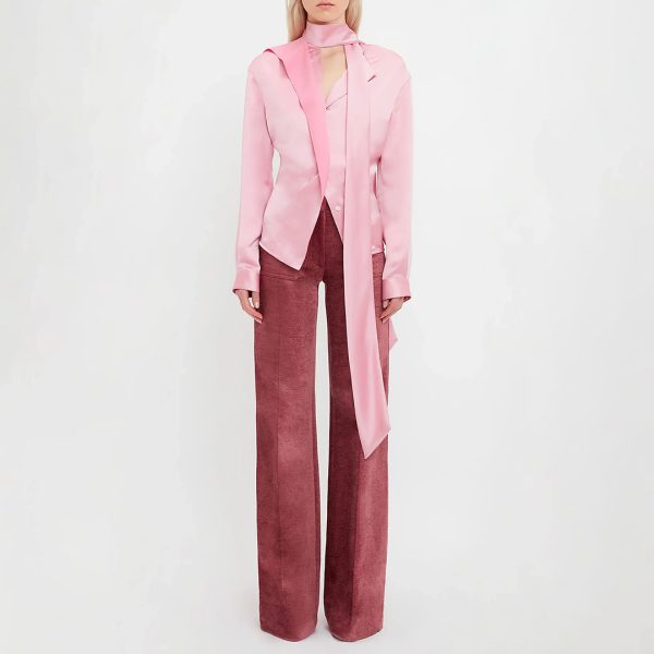 Pink Scarf Neck Blouse