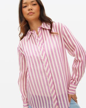 Pink Striped Semi Sheer Shirt