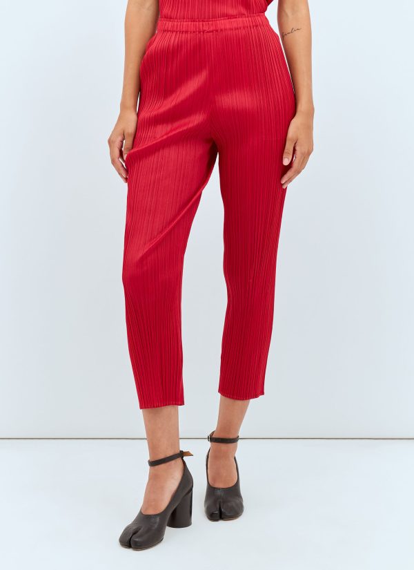 Pleats Please Issey Miyake Cropped Pleated Pants - Woman Pants Red 3