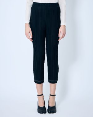 Pleats Please Issey Miyake Pleated Cropped Pants - Woman Pants Black 3
