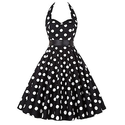Polka Dots Retro Vintage 1950s A-Line Dress Swing Dress Flare Dress Polka dots Women's Halloween Carnival Masquerade Casual Daily Bachelorette Party Adults' Dress Homecoming Dresses