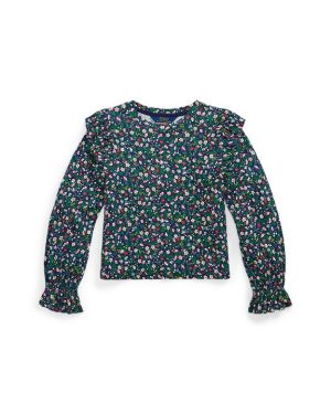 Polo Ralph Lauren Floral Ruffled Top Junioirs - Blue