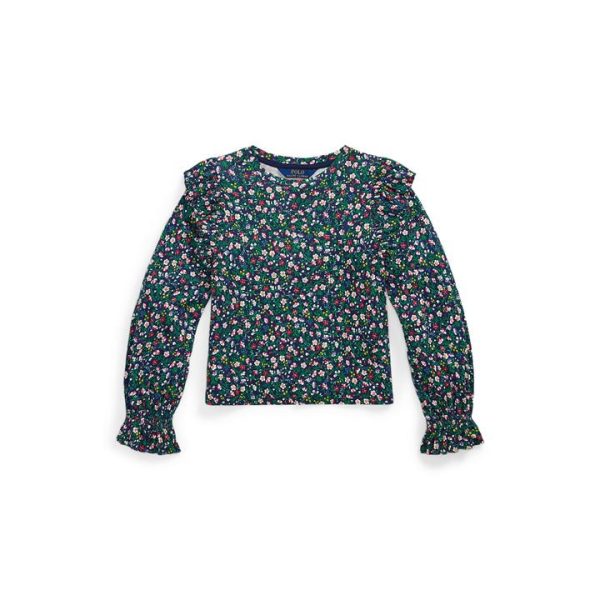 Polo Ralph Lauren Floral Ruffled Top Junioirs - Blue