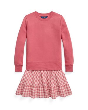 Polo Ralph Lauren Gingham Fleece Sweatshirt Dress - Pink