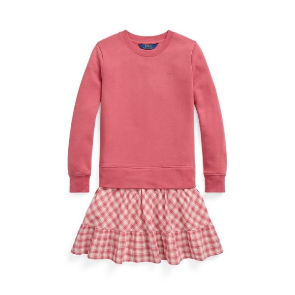 Polo Ralph Lauren Gingham Fleece Sweatshirt Dress - Pink