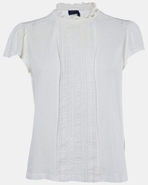Polo Ralph Lauren White Cotton Lace Trim Top M