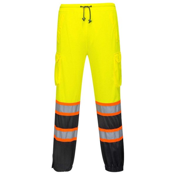 Portwest US388 High Visibility Two-Tone Reflective Lightweight Mesh Over Pants Hi Vis Cargo Safety Work Pants ANSI Class E Yellow 4X-Large/5X-Large
