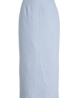 Posse - Exclusive Riviera Emma Linen Maxi Skirt - Blue - XL - Moda Operandi
