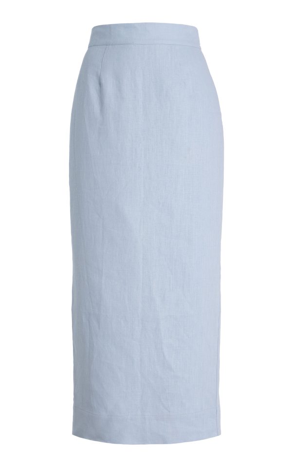 Posse - Exclusive Riviera Emma Linen Maxi Skirt - Blue - XL - Moda Operandi