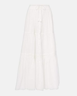 Poupette St Barth Tiered cotton maxi skirt